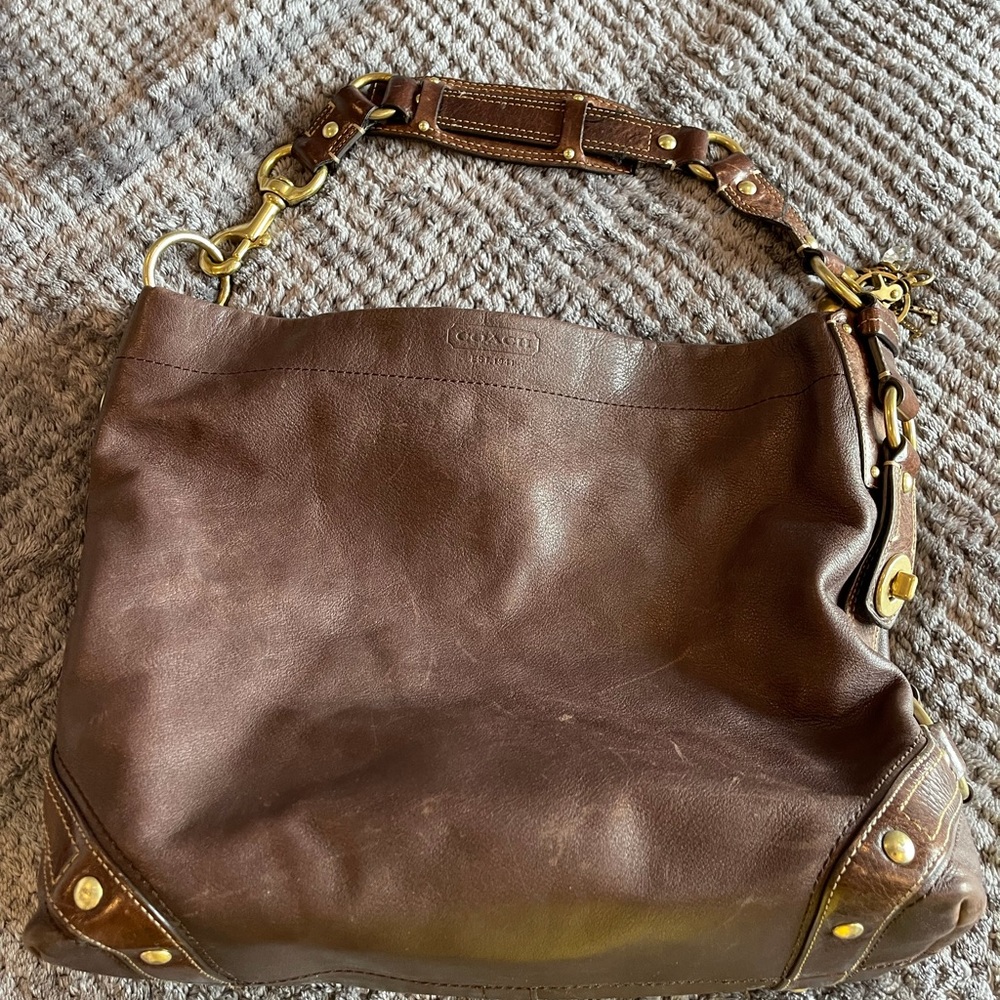 Coach Carly Brown leather Hobo with Coach wallet